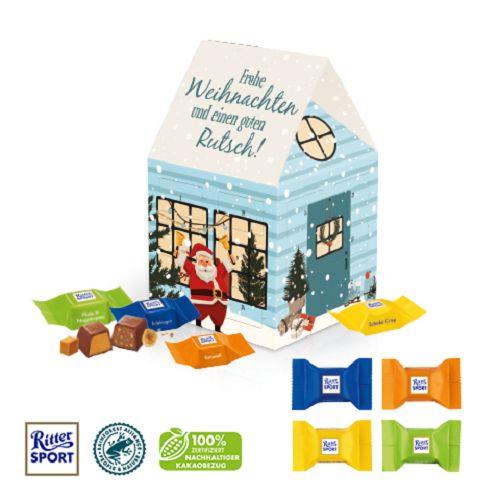 Adventskalender Haus mit Ritter SPORT Schokow�rfel